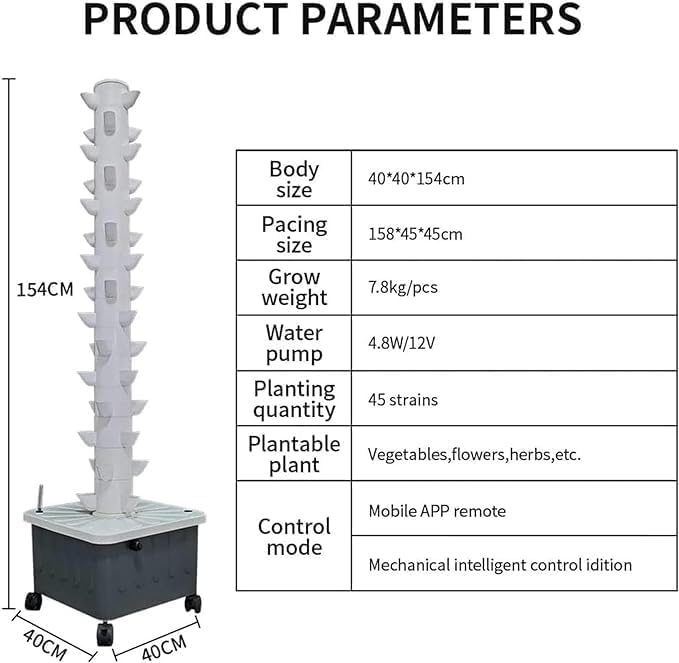 15-Floor 45-Hole Hydroponic Tower Set Vertical Hydroponics Garden Hydroponic Growing Vertical Vegetable Plant Tower Gift for Gardenin
