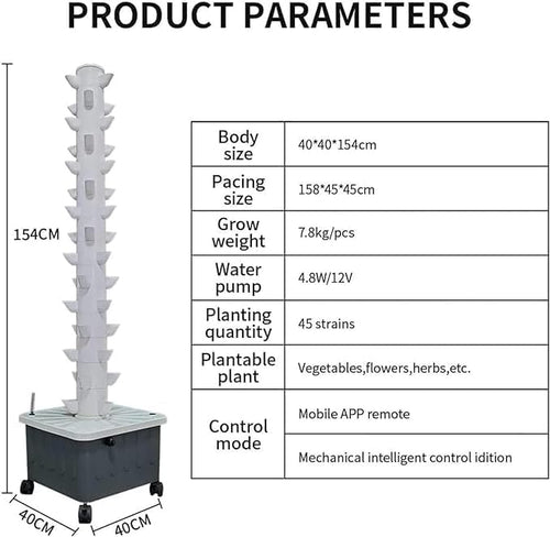 15-Floor 45-Hole Hydroponic Tower Set Vertical Hydroponics Garden Hydroponic Growing Vertical Vegetable Plant Tower Gift for Gardenin
