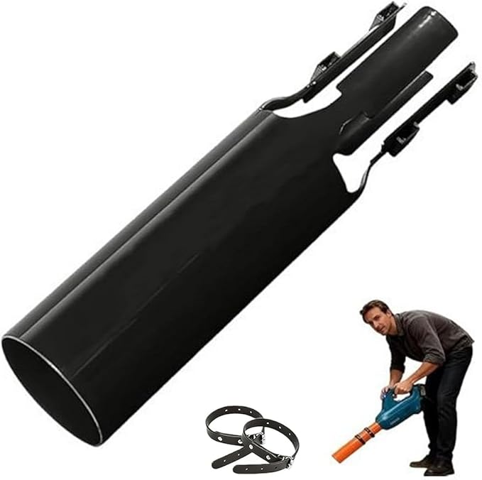 Universal Leaf Blower Air Booster Nozzle Attachment Airflow Accelerator for 2-4 Inch Blower Tubes Easy Install Yard Cleanup Tool for Most Electric Gas Leaf Blowers (Black)