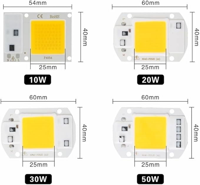 Landscape Lights LED COB Lamp Chip 10W 20W 30W 40W 50W AC 220V Smart IC LED Beads DIY for LED Floodlight Spotlight Cold White Warm White LED Street Lamp (Color : Warm White Size : 50W)