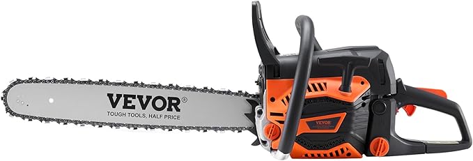 VEVOR Gas Chainsaw 58CC 2-Cycle Gasoline Powered Chainsaw 20 Inch Handheld Cordless Petrol Chain Saws For Forest Wood Garden and Farm Cutting Use