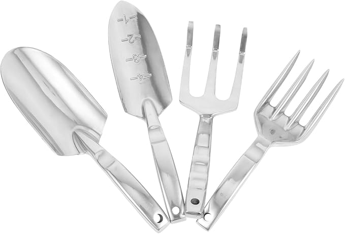 Alasum Garden Tool Set with Small Shovel Rake and Harrow for Soil Cultivation Multipurpose Horticulture Hand Tools Kit with Four Sturdy Pieces for Outdoor Gardening and Plant Care