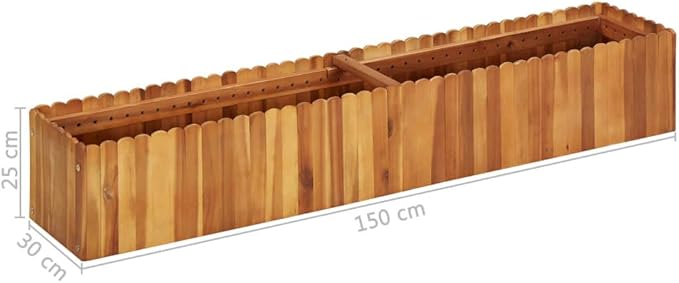 Wooden Raised Garden Planter Bed Solid Acacia Wood Slatted Design Patio Flower Plant Vegetable Bed Lawn Backyard Outdoor Patio DIY Decor 59x11.8x9.8