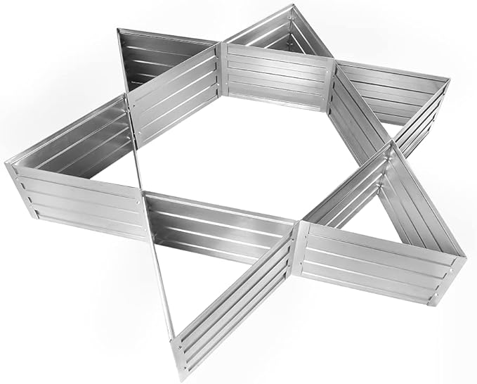 Raised Garden Bed Galvanized Steel Metal Outdoor Planter Kit Box for VegetablesFlowers FruitsHerbs (6 pc Include Tools for Installation) Silver (GD-01)