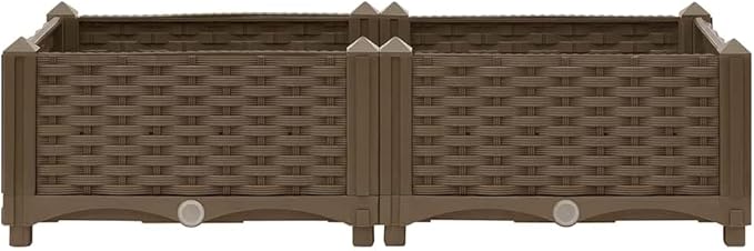 Raised Bed Brown Polypropylene Medium Durable Raised Bed Gardening Pots &amp Planters 316512