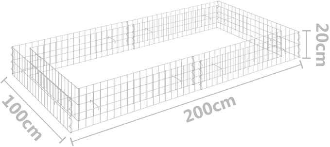 Gabion Raised Bed Galvanized Steel 78.7x39.4x7.9 Garden Raised Bed Metal Raised Planter Box for Outdoor Vegetable Flower Garden Planter Border