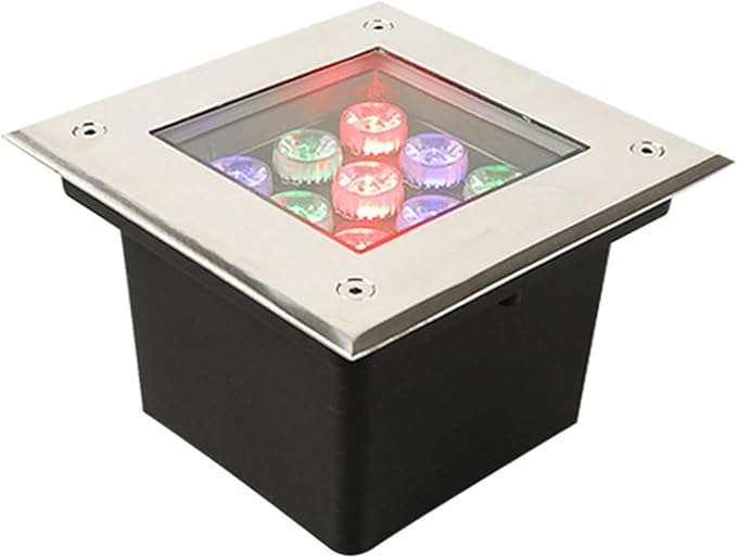 Square Landscape Lights - Outdoor Recessed Buried Lamp IP67 Waterproof Stainless Steel Spotlight AC 12V Low Voltage FloorLight for Terrace Gardens Paths(Yellow6 W)