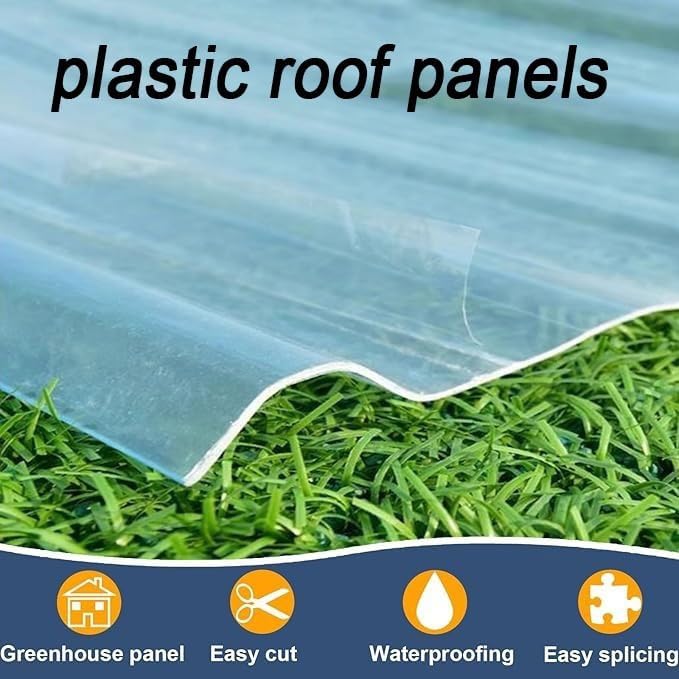 Clear Polycarbonate Roofing Sheet Splicable Corrugated Plastic UV Resistant Insulation Day Lighting Covering Panel for Greenhouse Canopy Carport Pergola Easy Cut (Clear 8 PCS 3x5.3 ft)