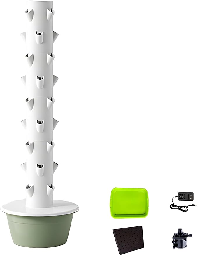 Hydroponics Tower Indoor Growing SystemTower Indoor/Outdoor Smart Hydroponicwith 36 Plant Holes Timerfor BalconiesCourtyards.5/7/9 Layers. Green-9layers