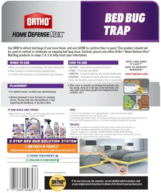 Ortho Home Defense Max Bed Bug Trap Detect Bed Bugs in Homes and While Traveling 2 Traps in Each Package (Pack of 10)