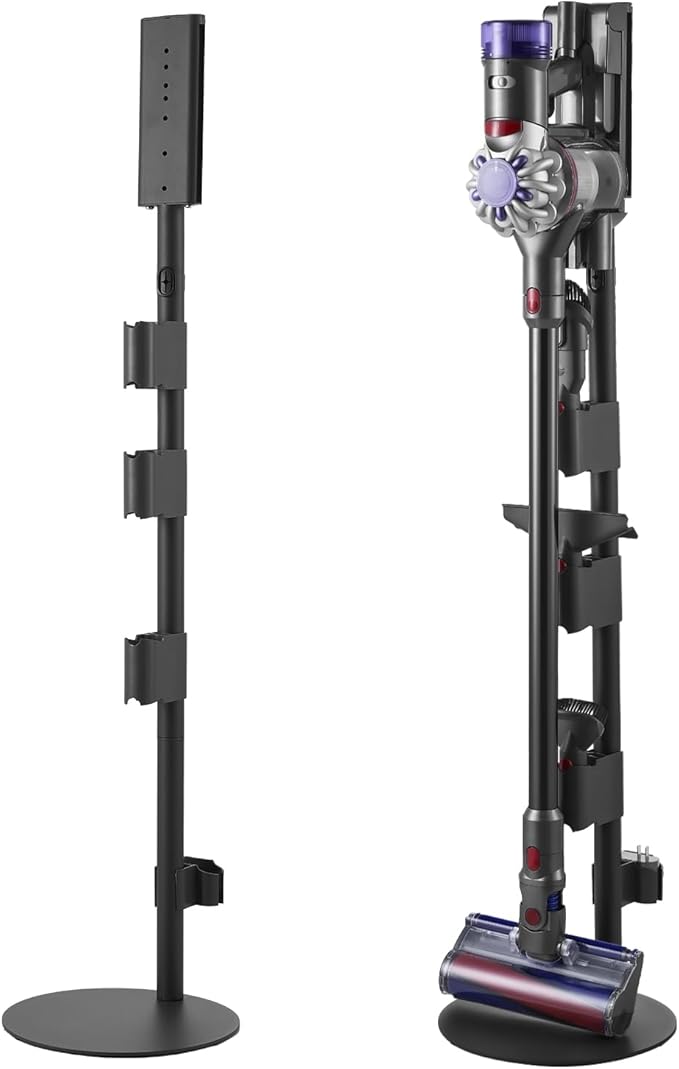 VEVOR Vacuum Stand Compatible With Dyson V7 V8 V10 V11 V12 V15 Series Upright Vacuum Cleaners &amp Accessories Stable Vacuum Stand Holder with 4 Anti-slip Pads and 3 Clips for Storing 6 Brush Heads