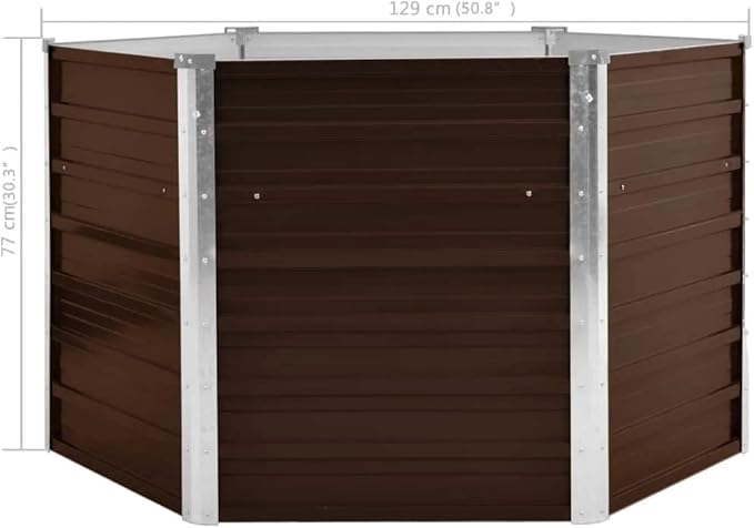 Garden Raised Bed Brown 50.8x50.8x30.3 Galvanized Steel