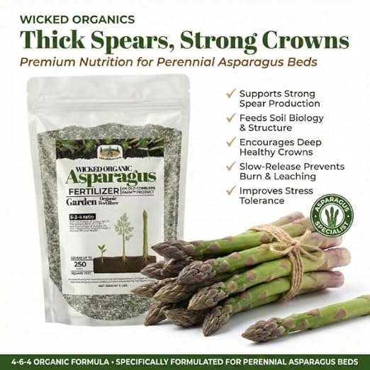 Old Cobblers Farm™ Wicked Organics Organic Asparagus Fertilizer - All-Natural Plant Nutrients for Healthy Growth (5lbs/10lbs/15lbs/20lbs) (20lbs)