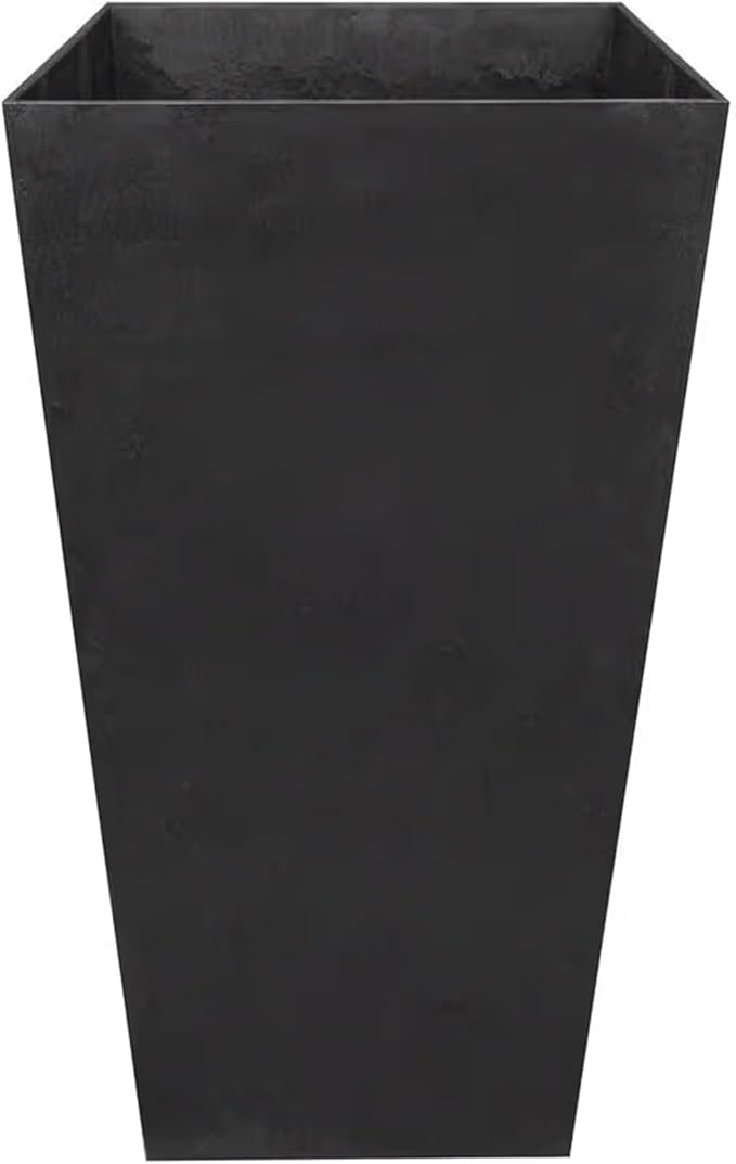 Tierra Verde 2-Pack Indoor &amp Outdoor Self-Watering Square Planters Large Sonata Black - Planter Containers for Plants and Flowers - Gardening and Landscaping Accessories