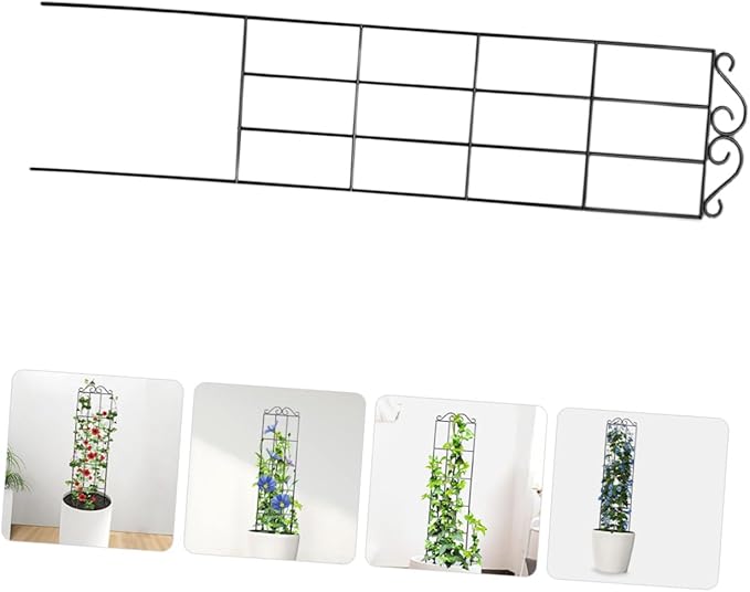 GLEAVI 4pcs Metal Plant Support Stakes Climbing Plant Frame Garden Trellis for Vines and Flowers 50x15cm Black Indoor Outdoor Vegetable Climbing Rack