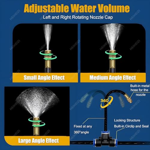 Drip Irrigation Kit - 20m Automatic System with 360° Adjustable Copper Nozzle &amp Atomizing Droppers for Efficient Garden Watering &amp Cooling