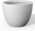 Kante 14.2 Inch Round Concrete Planter - Classic Large Indoor/Outdoor Plant Pot with Drainage Hole and Rubber Plug Suitable for Gardens and Patios White