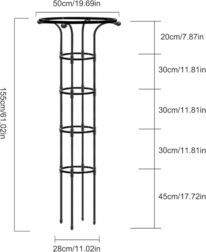 Umbrella Shape Metal Garden Trellis 61 Inch Rustproof Obelisk for Climbing Roses &amp Outdoor Plants