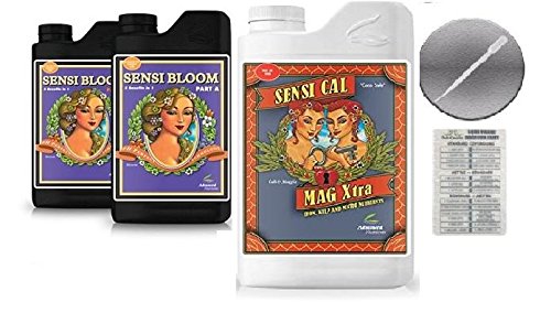 Advanced Nutrients Sensi Bloom A and B 4 Liter with Sensi Cal-Mag Xtra 1 Liter Bundle with Conversion Chart and 3mL Pipette
