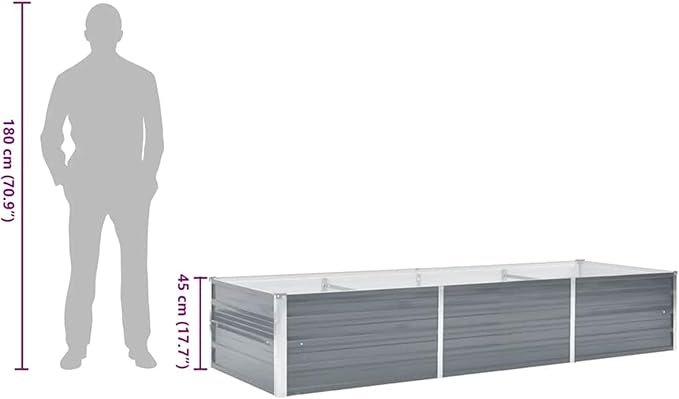Gray Galvanized Steel Raised Garden Bed - Deep &amp Wide Weather-Resistant Easy Assembly