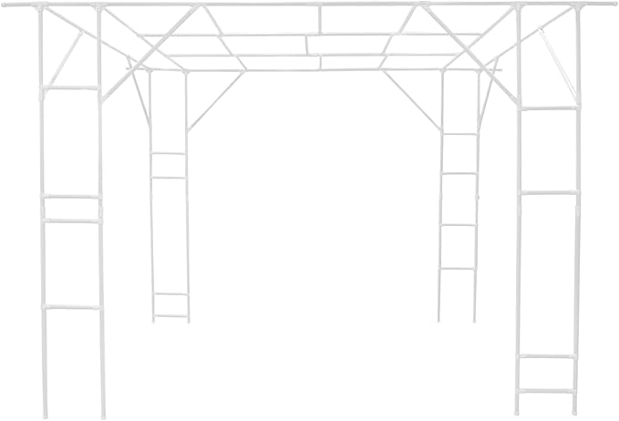 Metal Pergola Arbor Garden Arch Trellis for Climbing Plants 9.84 * 6.56 * 7.55ft Large Tall Trellis Plants Support for Climbing Vine Vegetable Fruit Flower Wedding Party (White Style B)