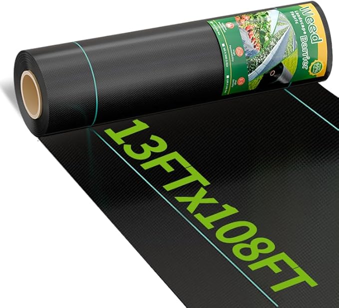 13 FT x 108 FT Weed Barrier Landscape Fabric Heavy Duty Premium Ground Cover Weed Barrier Ground Cloth with Superior Permeability for Driveway Fabric Landscaping Weed Block Gardening Mat