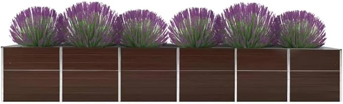 YAFF Raised Bed Brown Galvanized Steel 189 x 31.5 x 30.3 in DurableLawn &amp GardenGardeningPots &amp Planters47070
