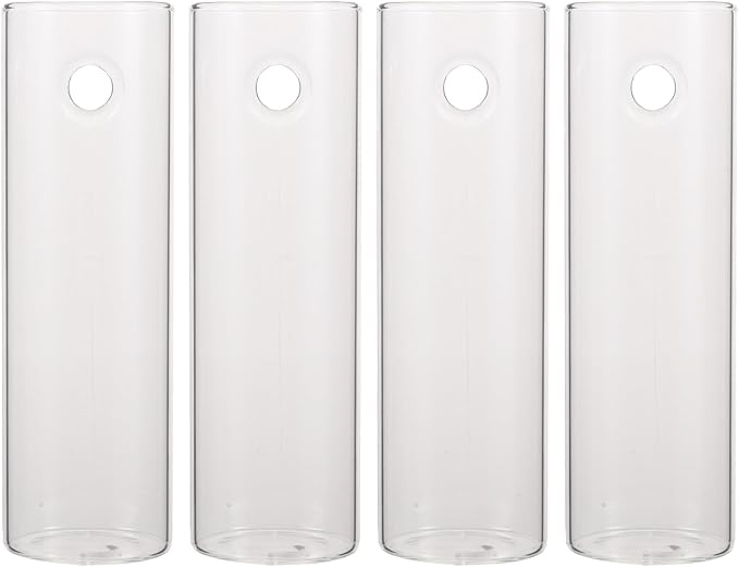 DOITOOL 4 Sets Glass Wall Mounted Planters Wall Glass Tube Plant Holder Clear Hanging Cylinder Terrariums with Hooks for Hydroponics Plants Office Decorations