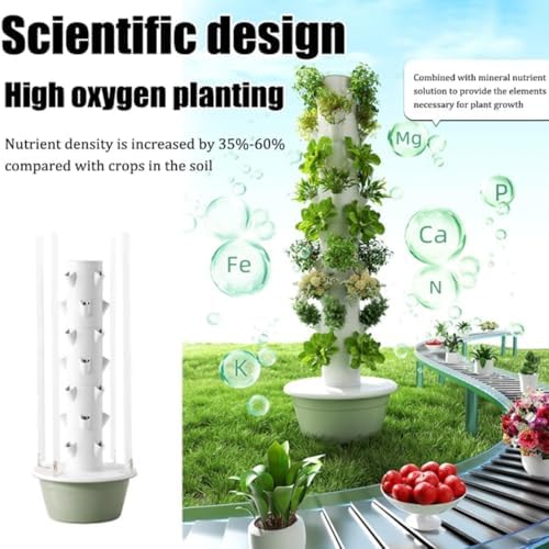 Smart Hydroponic Tower Garden - 5/7/9 Layer Indoor/Outdoor Vertical Growing System for Herbs Fruits &amp Vegetables - Silent Pump Smart Timer Space-Saving 36 Holes
