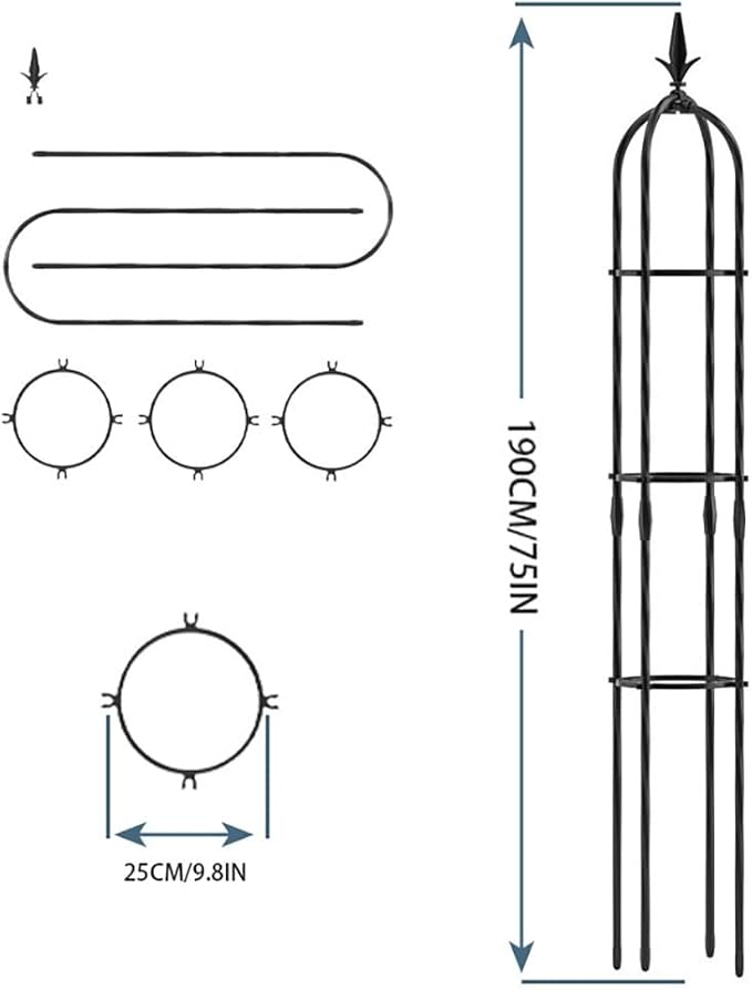 RADAAB Tower Obelisk Garden Trellis - Perfect for Climbing Plants Vines and FlowersPerfect for Indoor and Outdoor - 47637175 Inch Tall (Size : 9.8 Dia. x 75 H)