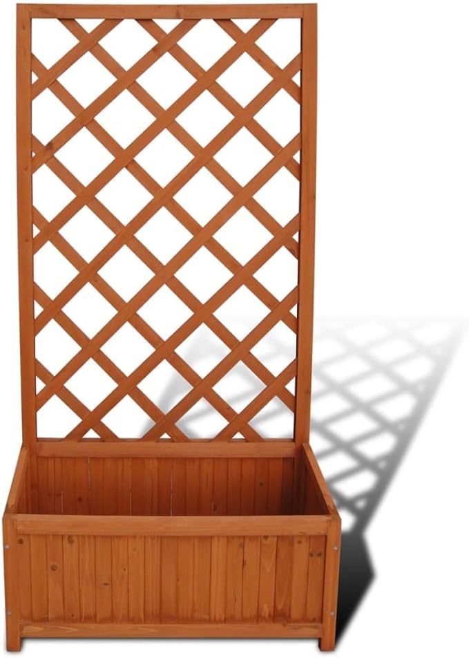 Solid Wood Trellis Planter Wood Garden Planter with Trellis Raised Garden Bed with Trellis for Vine Climbing Plants Flower Vegetable 27.6x11.8x53.1 -89