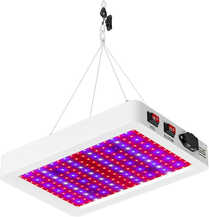 300W Green Gorw Light LED Full Spectrum Indoor Planting Lamps UV IR Plant Panel Lights Veg/Bloom 2Modes Dimmable AC100-277V Sunlight Fill Lighting Red Bule Greenhouse Tent Hydroponic with Hook US Plug