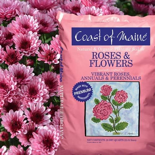 Coast of Maine Organic &amp Natural Planting Soil for Roses &amp Flowers - Premium Garden Soil w/Composted Manure Sphagnum Peat Moss for Multi Use In Ground &amp Containers - Enhanced Drainage (20
