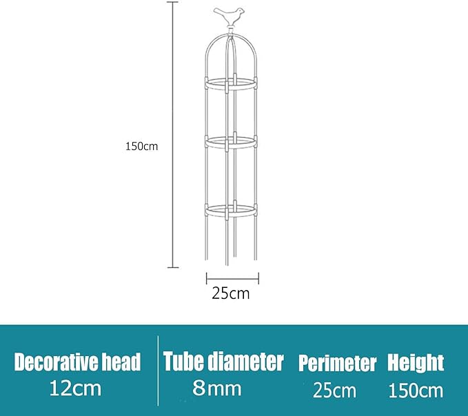 Garden Trellis for Climbing Plants Metal Garden Obelisk Trellis for Climbing Plants Outdoor with Auto Sensor Solar Light for Raised Beds Vines Cucumbers Tomato Cage(25 * 150cm/9.8*59)