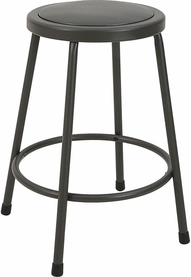 24 in. Metal Shop Stool with Vinyl Padded Seat Light Gray