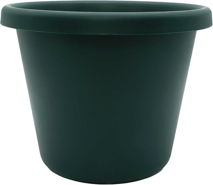 The HC Companies Classic Round Plastic Plant Pot w/Rolled Rim - Lightweight &amp UV Resistant Flower Pot for Herbs &amp More - Outdoor &amp Indoor Plant Pots w/Drainage (15.5 inch Evergreen Pack o
