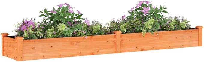 Large Garden Raised Bed Brown Solid Fir Wood Outdoor Planter for Vegetables Flowers Herbs 94.5x17.7x9.8 Inch Rectangular Garden Bed
