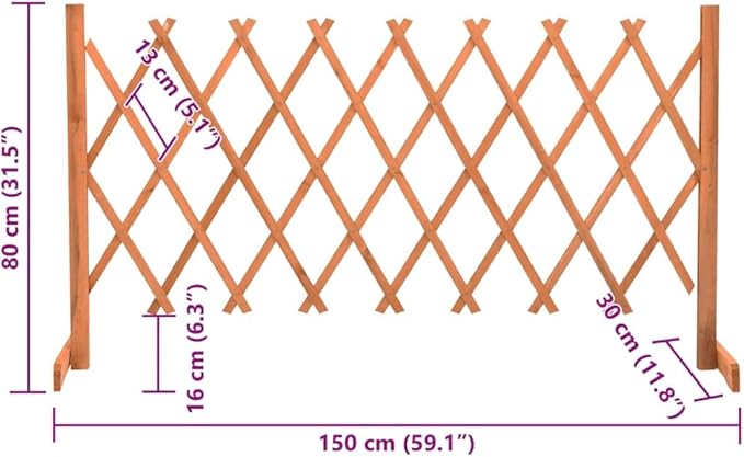 Extendable Garden Trellis Fence Plant Screen Wood Fence Privacy Gate Pet Gate for Home Yard Garden Orange 59.1x31.5 Solid Firwood-810