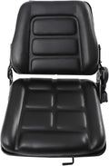 Universal Forklift Seat Garden Lawn Mower Seat w/Seat Belt Foldable PVC Tractor Suspension Seat w/Adjustable 35-175° Backrest &amp 0-2.76 Slide Rail Replacement Seats for Heavy Machinery