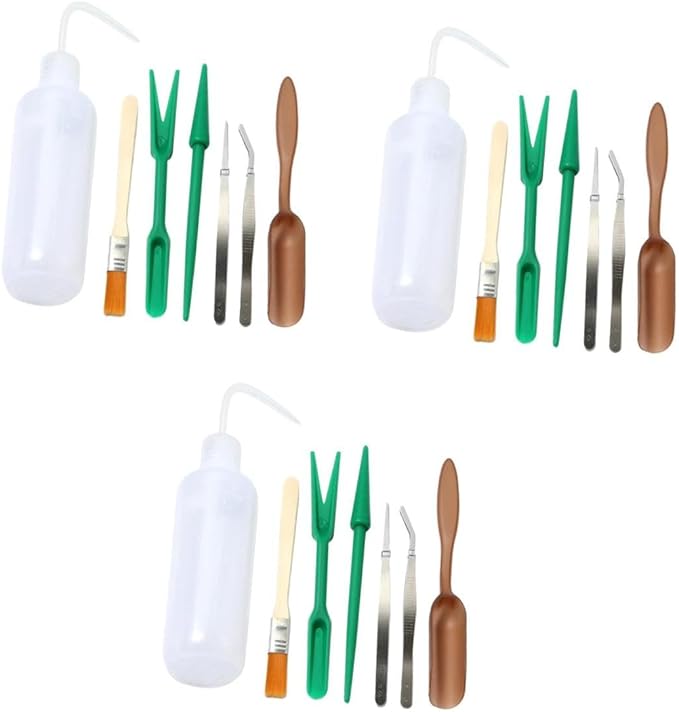 Toyvian 21pcs Gardening Hand Tools Set Plant Accessories Transplanting Tool Tweezers Trowel for Succulents Miniature Gardening
