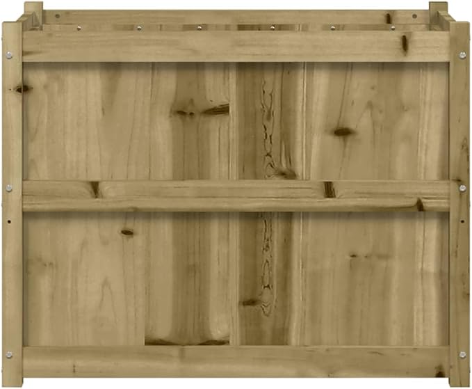 Large Garden Planter Natural Pine Treated Solid Wood 35.4x35.4x27.6 inch Durable Outdoor Raised Garden Bed for Flowers Herbs Vegetables