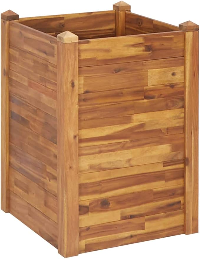 vidaXL Garden Raised Bed - Large Square Planter for Vegetables Flowers and Herbs - Outdoor Stackable Weather - Made of Solid Acacia Wood