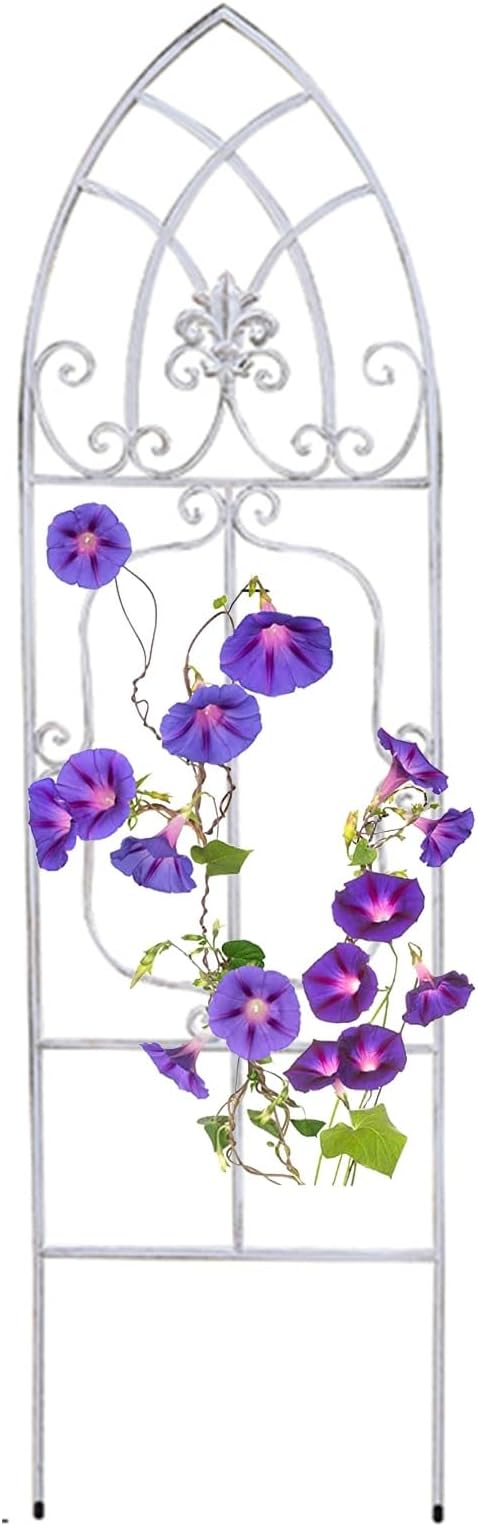 Garden Trellis 1Pack Rustproof Wall Trellis for Climbing Plants Outdoor Metal Decoration Large Trellis for Potted Plants Support Trellis for Roses Vegetable White(Size:126*35cm/49.6*13.8in)