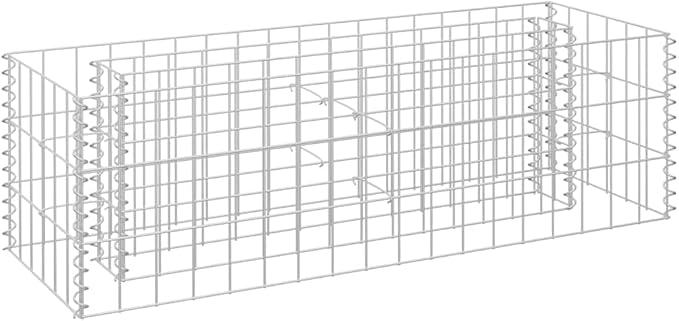 Gabion Raised Bed Silver Galvanized Steel Planter Box 35.4 x 11.8 x 11.8 Inch Outdoor Garden Planters for Flowers Herbs Succulents