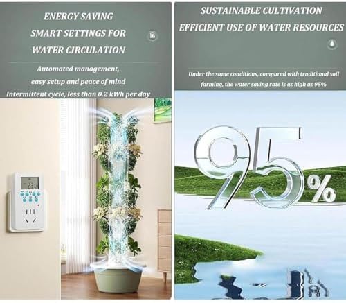 Vertical Hydroponic Growing Tower with Pump &amp LED Perfect for Strawberries Herbs &amp Indoor Plants - Space-Saving Indoor Garden System