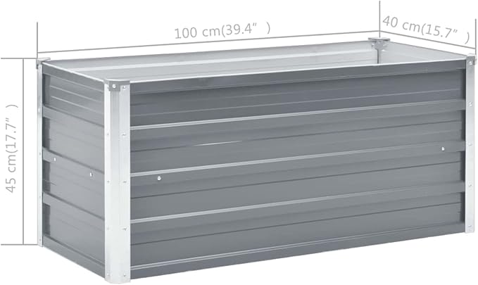 Garden Raised Bed Galvanized Steel 39.4 x 15.7 x 17.7 Gray SH141770A