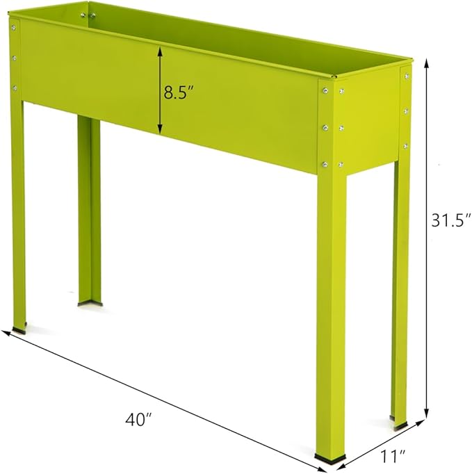 GRAFFY Raised Garden Bed Raised Planter Box with Legs Drainage Holes Planting Bed for Vegetable Flower Herb Planting Container for Grass Lawn Patio Backyard (40 x 13 x 31.5)