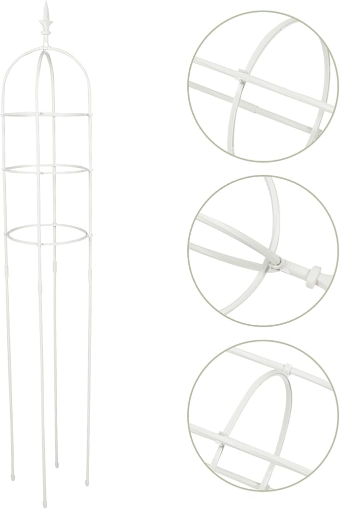 Metal Climbing Plant Trellis for Garden Outdoor Climbing Plants Support Frame with 31cm Diameter Rings and 1.6m Height for Roses and Clematis