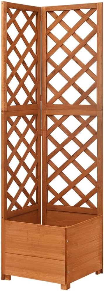 vidaXL Planter Flower Box Trellis Raised Bed Outdoor Planter for Patio Backyard Garden Balcony Porch Vegetables Herbs Solid Firwood