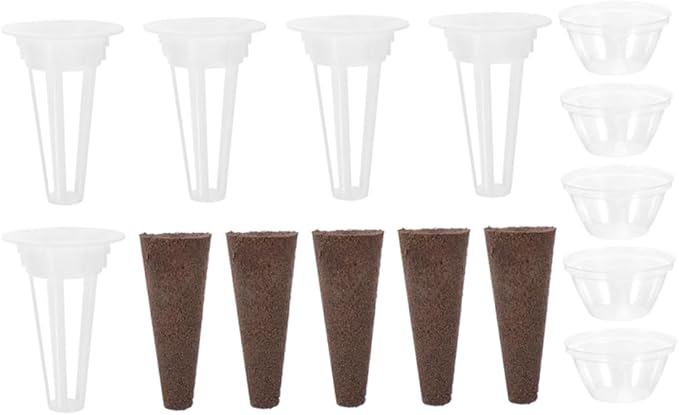 YARNOW 5sets Hydroponic Planter Growing Basket Drainage Sponge Media for Indoor Hydroponics Suitable for Aerogarden Soilless Plant Kit Humidity Dome